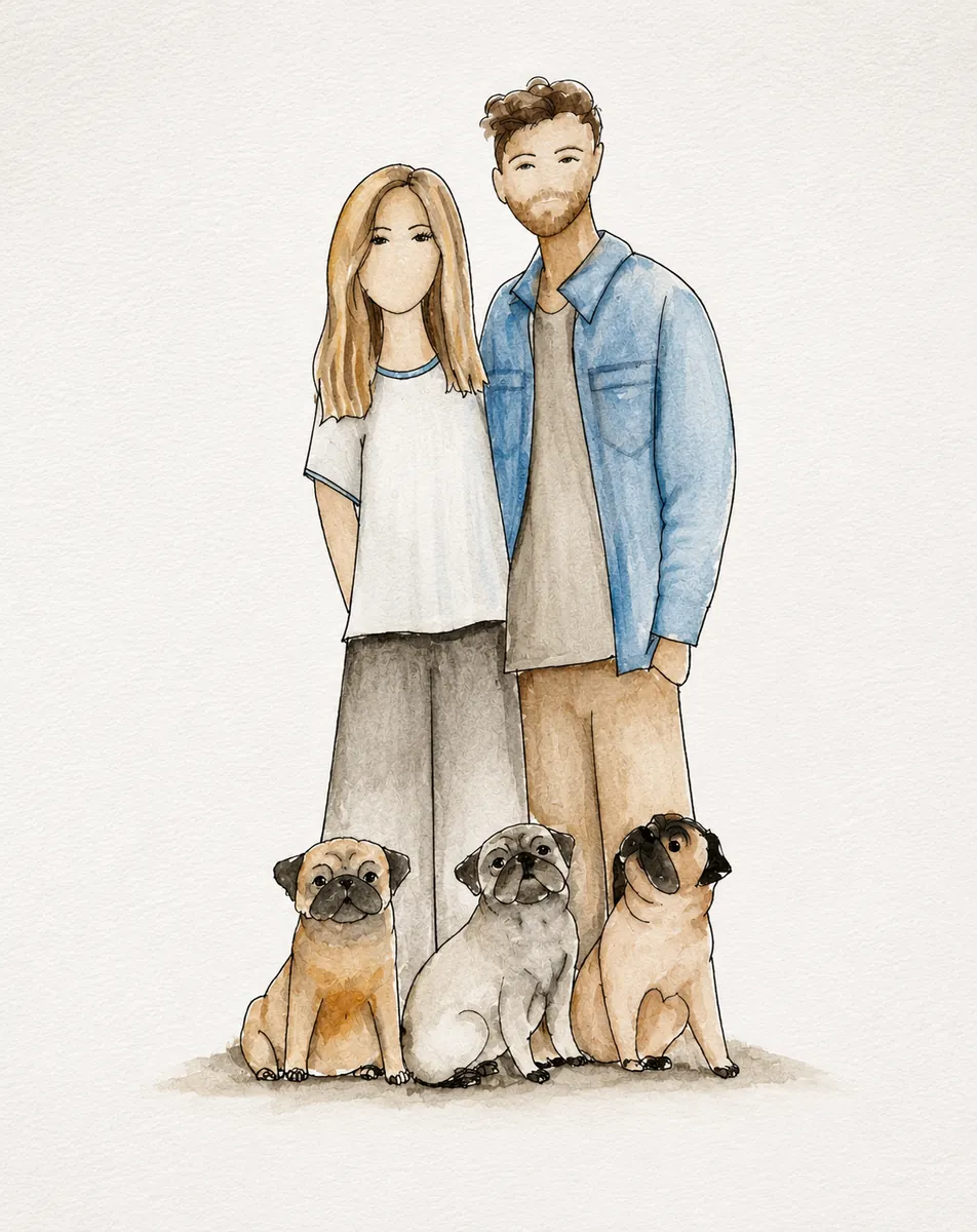Illustration - Custom watercolour couple portrait